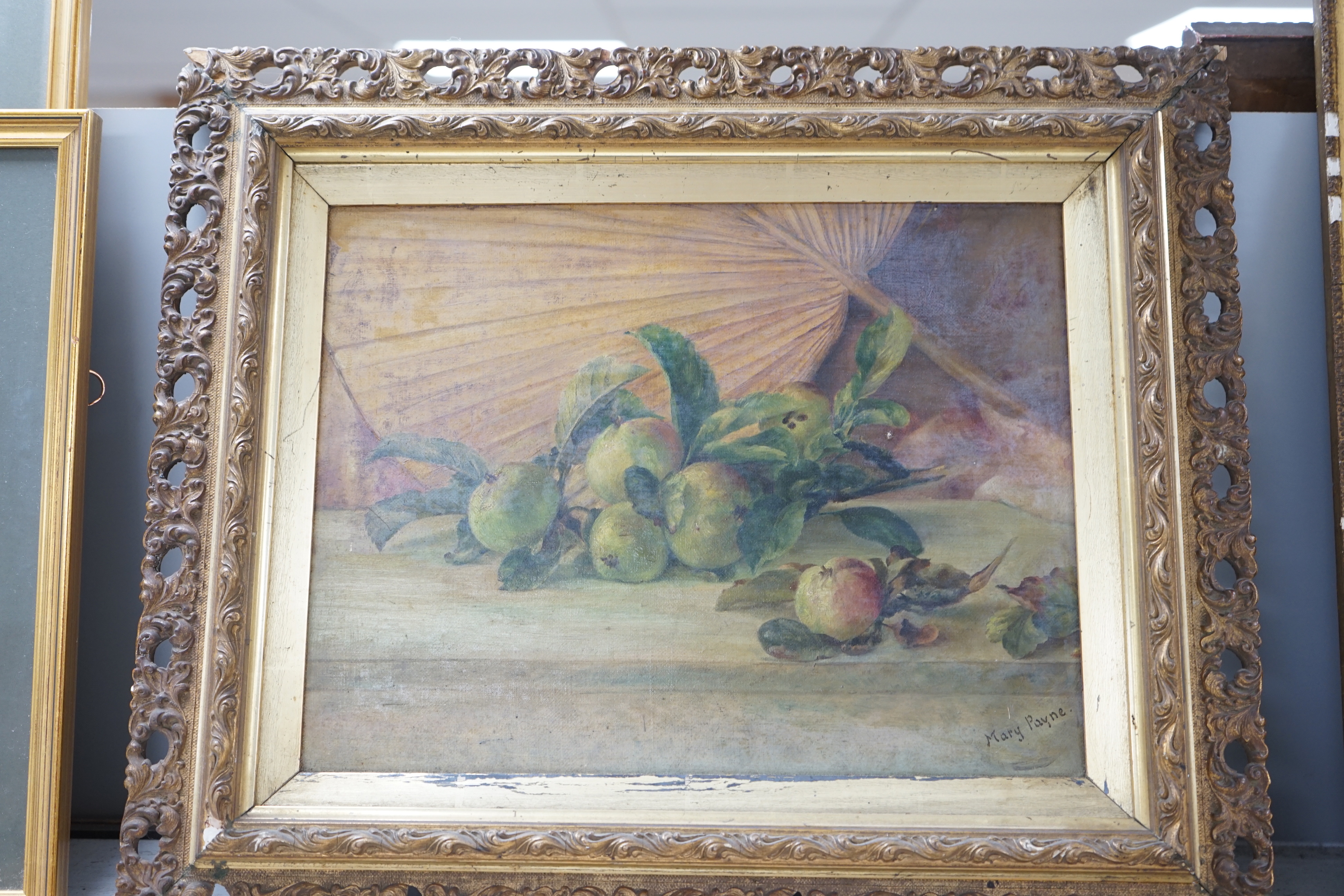 Mary Payne (20th. C) oil on canvas, Still life of apples, signed, 24 x 32cm